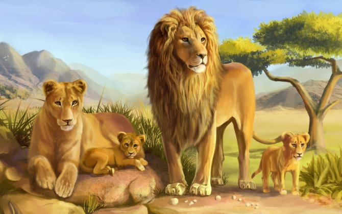 Нарисованные львы