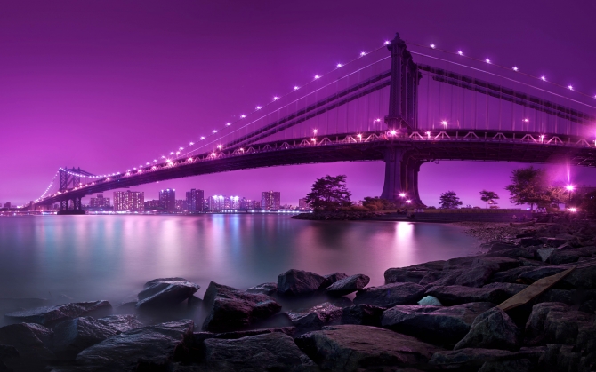 Мост в Нью-Йорке ночью