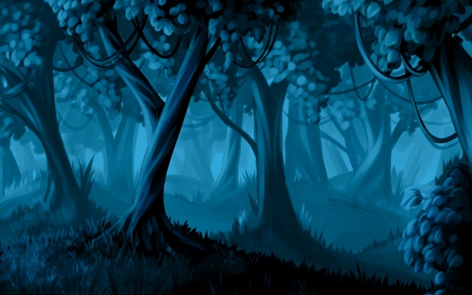 Нарисованный темный лес