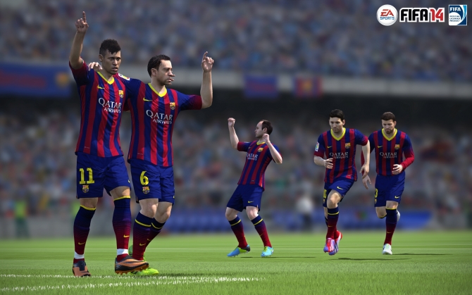 Барселона празднует гол в FIFA 14