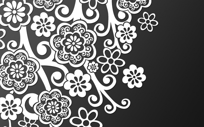 Черно-белые абстрактные цветы