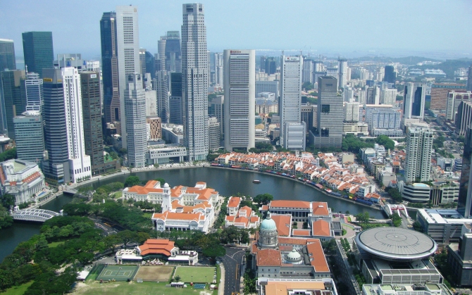 Сингапур вид на город