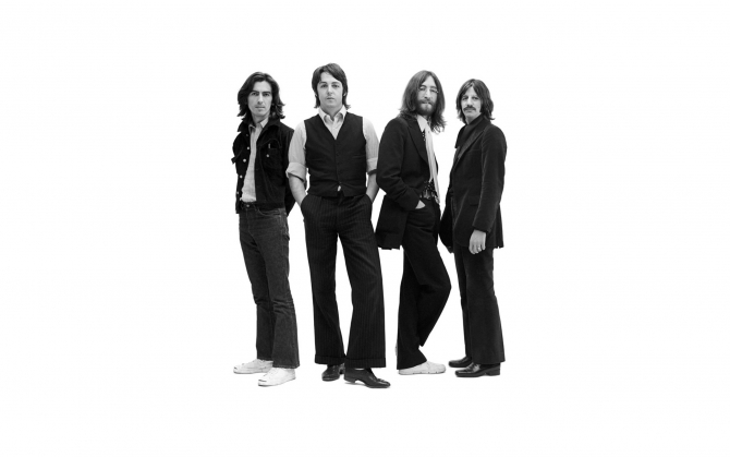 The Beatles черно-белое фото